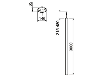 Mazeichnung 2 OBO ISSOG70140RW Installationssaeule Boden Decke
