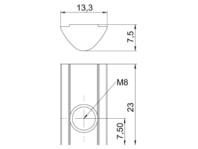 Dimensional drawing 2 OBO NS8 ST T nut for channels M8