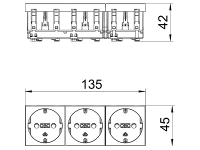 Dimensional drawing 2 OBO STD D0 ROR3 Socket outlet  receptacle 
