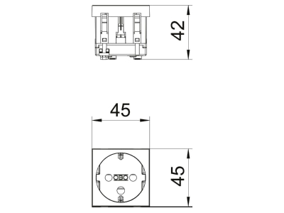 Dimensional drawing 1 OBO STD D0K SRO1 Socket outlet  receptacle 
