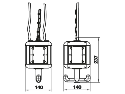 Mazeichnung 2 OBO VH 4 LG RW Versorgungseinheit IP20  m  Griff  leer