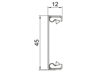 Mazeichnung 1 OBO GS OT50RW Oberteil Systemoeffnung 45x12x2000mm RAL9010