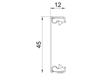 Mazeichnung 2 OBO GS OT50RW Oberteil Systemoeffnung 45x12x2000mm RAL9010