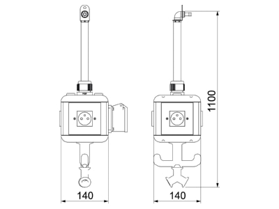 Dimensional drawing 2 OBO VH 4L 3SF1C16 CEE Socket combination hangable