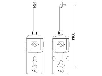 Dimensional drawing 1 OBO VH 4L 4SF CEE Socket combination hangable
