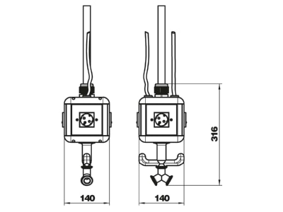 Dimensional drawing 2 OBO VH 4L 4SF CEE Socket combination hangable