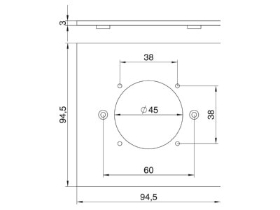 Dimensional drawing 1 OBO VH P7 Cover plate for installation column
