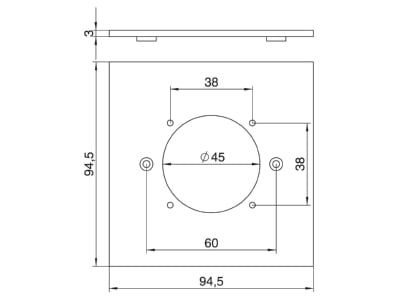 Dimensional drawing 2 OBO VH P7 Cover plate for installation column