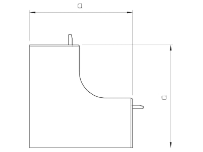 Dimensional drawing 2 OBO WDK HI25040RW Inner corner for wireway
