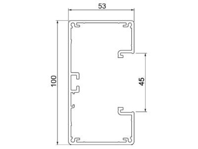 Dimensional drawing 2 OBO GA 53100EL Wall duct 100x53mm