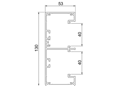 Dimensional drawing 1 OBO GA 53130RW Wall duct 130x53mm RAL9010
