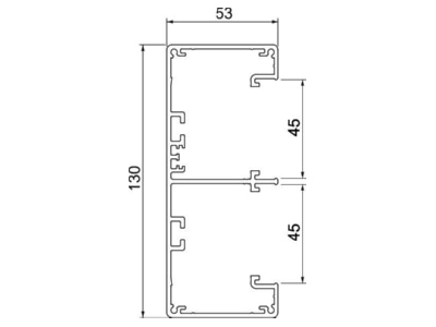Dimensional drawing 2 OBO GA 53130RW Wall duct 130x53mm RAL9010