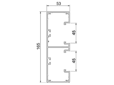 Dimensional drawing 1 OBO GA 53165RW Wall duct 165x53mm RAL9010
