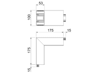 Dimensional drawing 1 OBO GA AS53100RW Outer corner for device mount wireway
