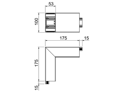 Dimensional drawing 2 OBO GA AS53100RW Outer corner for device mount wireway