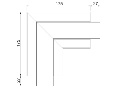 Dimensional drawing 2 OBO GA FS53100RW Flat bend for device mount wireway