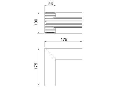 Dimensional drawing 1 OBO GA IS53100RW Inner corner for device mount wireway
