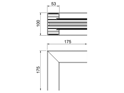 Dimensional drawing 2 OBO GA IS53100RW Inner corner for device mount wireway