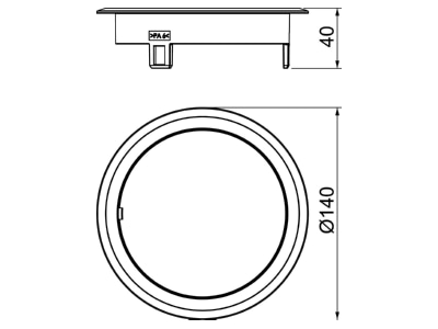 Dimensional drawing 1 OBO GES R2B 9011 Installation box for underfloor duct
