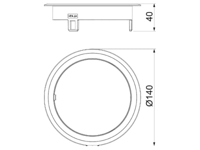 Dimensional drawing 2 OBO GES R2B 9011 Installation box for underfloor duct