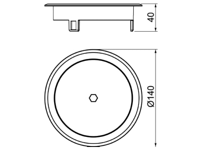Dimensional drawing 1 OBO GES R2B Ni Installation box for underfloor duct
