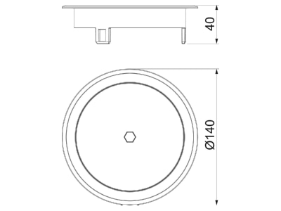 Dimensional drawing 2 OBO GES R2B Ni Installation box for underfloor duct