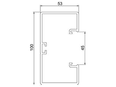 Mazeichnung 1 OBO GK 53100LGR Geraeteeinbaukanal Rapid 45 2 1 zuegig