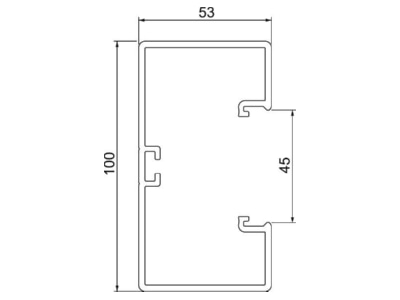 Mazeichnung 2 OBO GK 53100LGR Geraeteeinbaukanal Rapid 45 2 1 zuegig