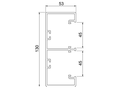 Dimensional drawing 2 OBO GK 53130LGR Wall duct 130x53mm RAL7035