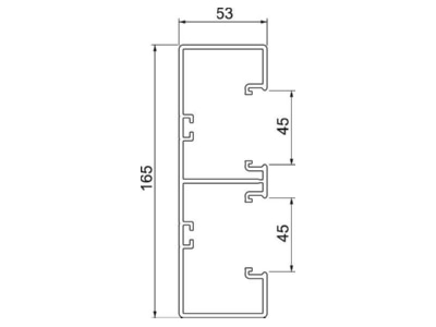 Dimensional drawing 1 OBO GK 53165LGR Wall duct 165x53mm RAL7035

