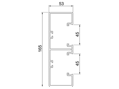 Dimensional drawing 2 OBO GK 53165LGR Wall duct 165x53mm RAL7035