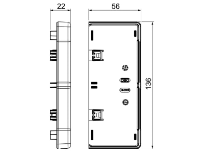Dimensional drawing 1 OBO GK E53130LGR End piece for device mount wireway
