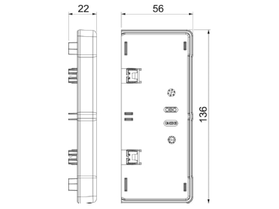 Dimensional drawing 2 OBO GK E53130LGR End piece for device mount wireway