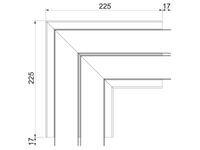 Dimensional drawing 1 OBO GK FS53130LGR Flat bend for device mount wireway
