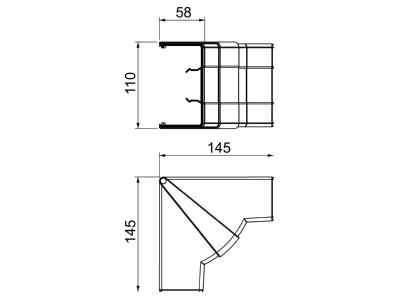 Dimensional drawing 1 OBO GK IH53100AL Inner corner for device mount wireway
