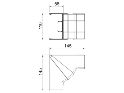 Dimensional drawing 2 OBO GK IH53100AL Inner corner for device mount wireway