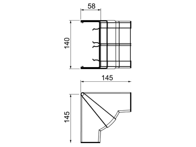 Dimensional drawing 1 OBO GK IH53130AL Inner corner for device mount wireway

