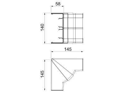 Dimensional drawing 2 OBO GK IH53130AL Inner corner for device mount wireway