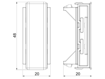 Dimensional drawing 1 OBO GK OTSA45AL Cover strip for device mount wireway
