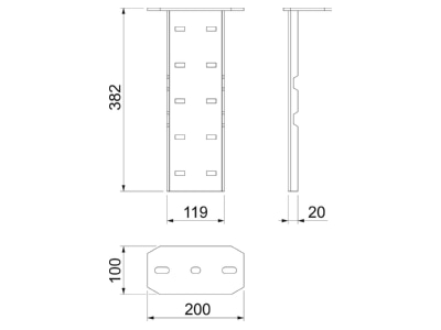 Dimensional drawing 2 OBO WFP 110 FT Head plate for support profile rail