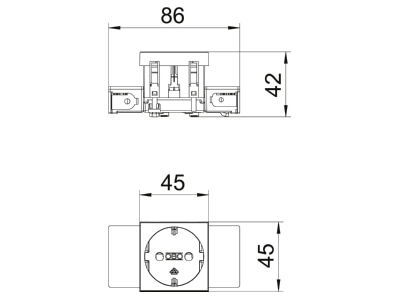 Dimensional drawing 1 OBO STD D0C SRO1 Socket outlet  receptacle 
