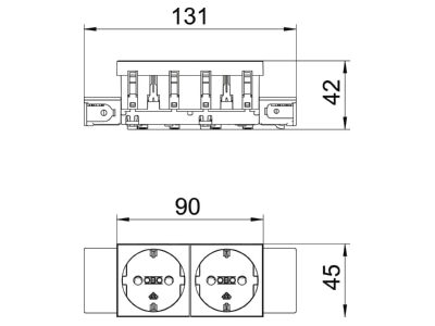 Dimensional drawing 2 OBO STD D0C SRO2 Socket outlet  receptacle 