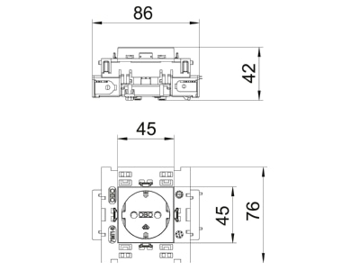 Dimensional drawing 2 OBO STD D0C8 AL1 Socket outlet  receptacle 