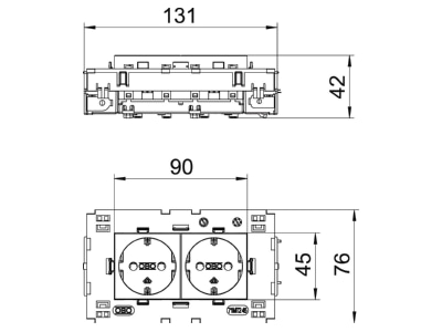 Dimensional drawing 1 OBO STD D0C8 AL2 Socket outlet  receptacle 
