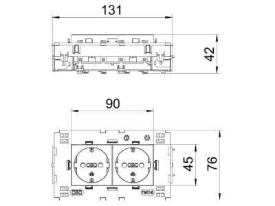 Dimensional drawing 2 OBO STD D0C8 SWGR2 Socket outlet  receptacle 