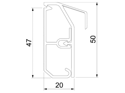 Dimensional drawing OBO SLT 2050 rws Skirting duct