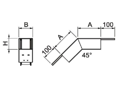 Dimensional drawing OBO PLM BF 0810 FS Flat bend for fire resistant duct