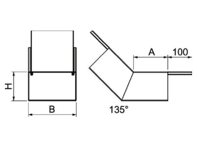Dimensional drawing OBO PLM BR 1220 RW Flat bend for fire resistant duct