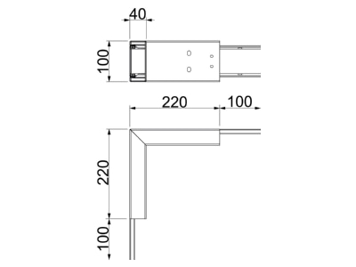 Dimensional drawing 2 OBO PLM EC 0410 FS Outer corner for fire resistant duct