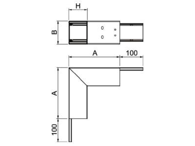 Dimensional drawing 1 OBO PLM EC 0810 RW Outer corner for fire resistant duct
